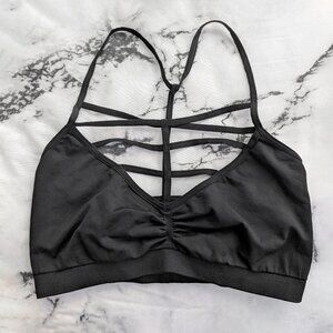 Black Stretchy Cage Bralette / Seamless Bra - Goth, Y2K, Layering, Minimalist